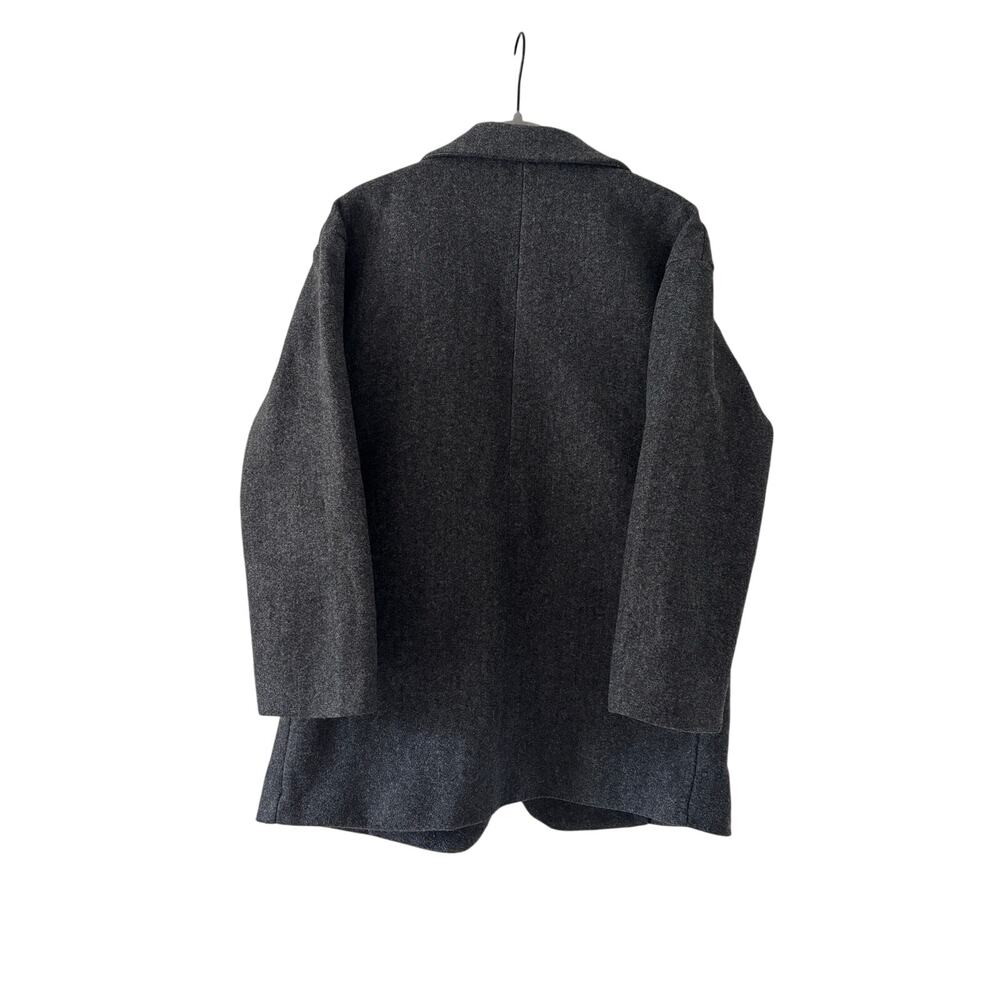 Women’s Gray Double Breasted Wool Blend Peacoat Jacket Long Coat Classic S M - Picture 8 of 10